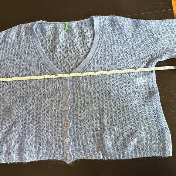 UNITED COLORS OF BENETTON sky blue super soft mohair blend cardigan size L - Picture 3 of 13